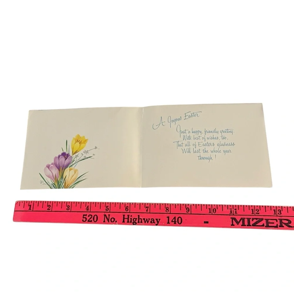 Unused Vintage Easter Greeting Card Glossy Crocus Silver Quaint Shop Original